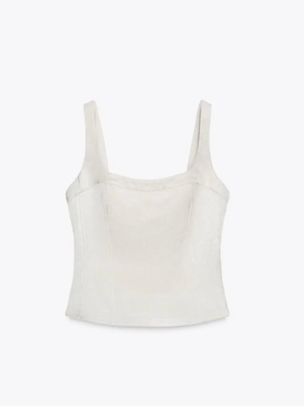 Zara Satin Effect Bustier Top Corset Seams Button Straps Silver M NWT